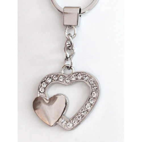 Taşlarla Süslü Kalp Metal Anahtarlık