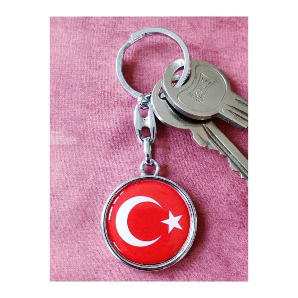 Kırmızı Türk Bayraklı Metal ve plAnahtarlık