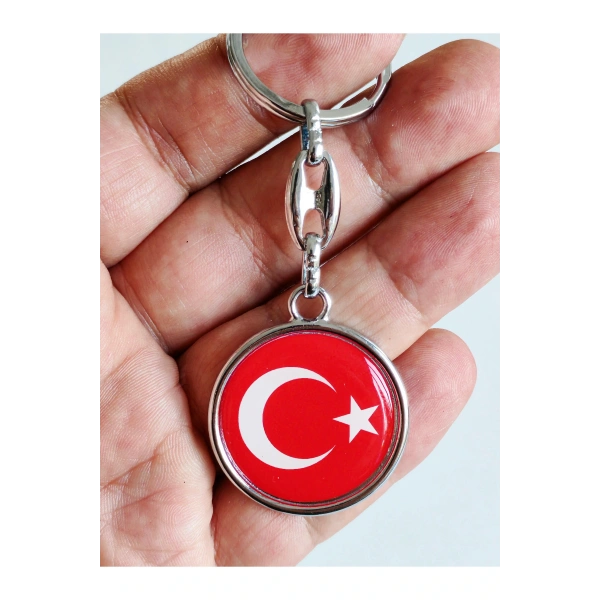 Kırmızı Türk Bayraklı Metal ve plAnahtarlık