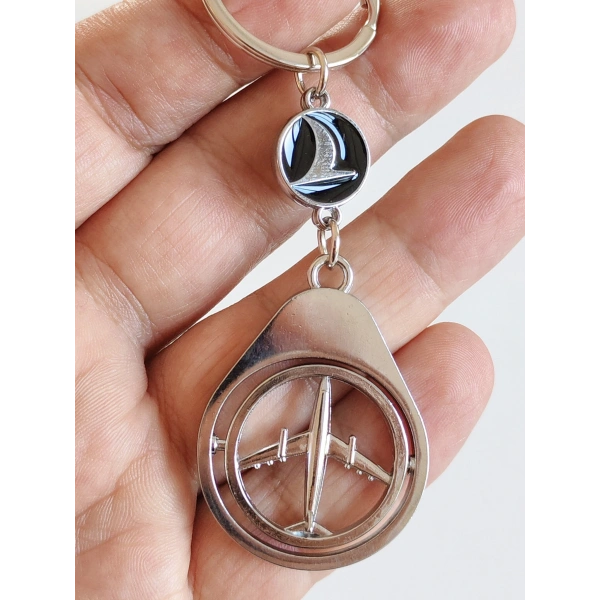 Hareketli Uçak Figürlü Metal Anahtarlık