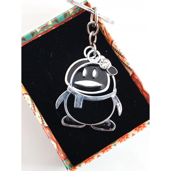 Hareketli Penguen Metal Anahtarlık