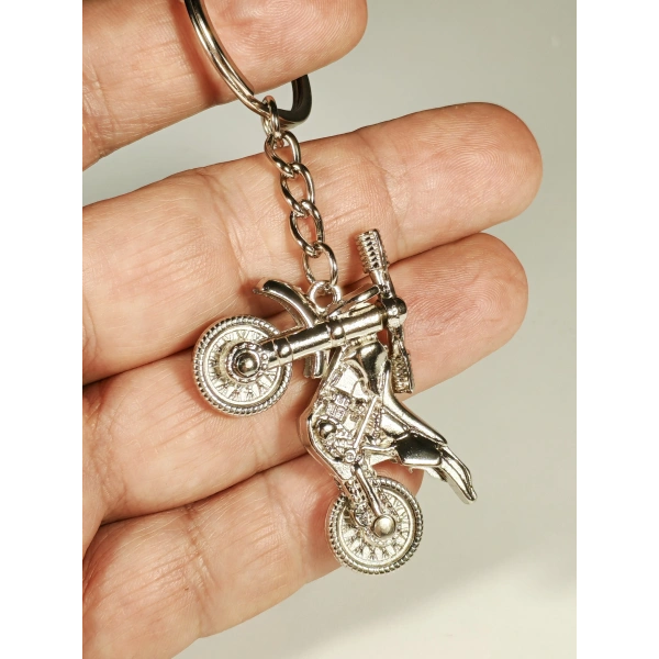Gümüş Renk Oynar Gidonlu Motorsiklet Metal Anahtarlık