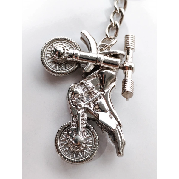 Gümüş Renk Oynar Gidonlu Motorsiklet Metal Anahtarlık