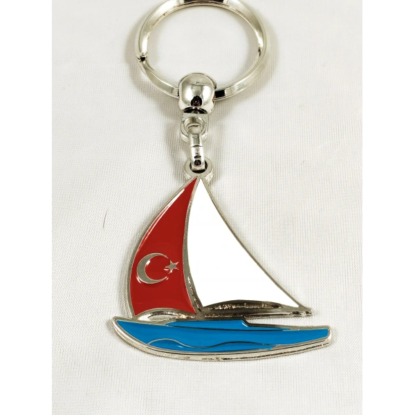 Yelkenli Tekne Metal Anahtarlık