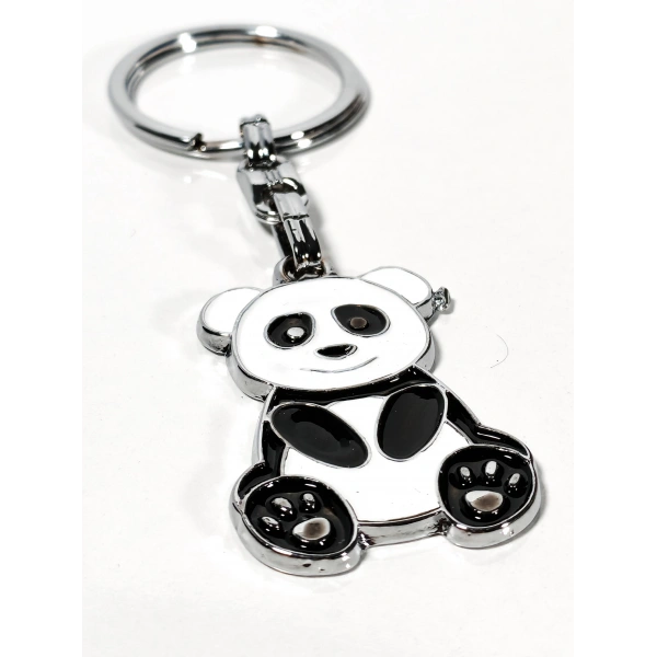 Panda Siyah ve Beyaz Metal Anahtarlık