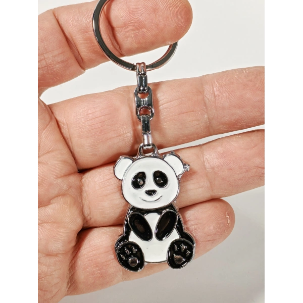 Panda Siyah ve Beyaz Metal Anahtarlık