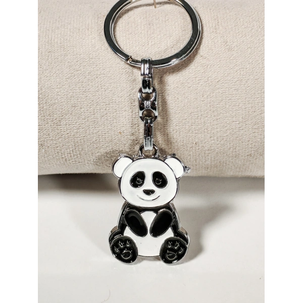 Panda Siyah ve Beyaz Metal Anahtarlık