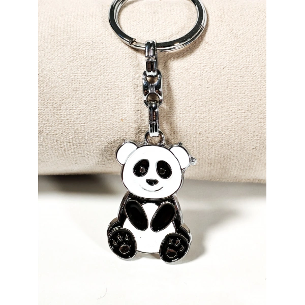 Panda Siyah ve Beyaz Metal Anahtarlık
