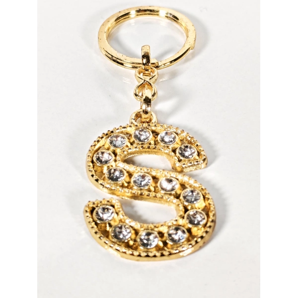 Taşlı S Harfi Gold Metal Anahtarlık – Kişisel Zarafet, Işıltılı Tasarım ve Şık Dokunuş