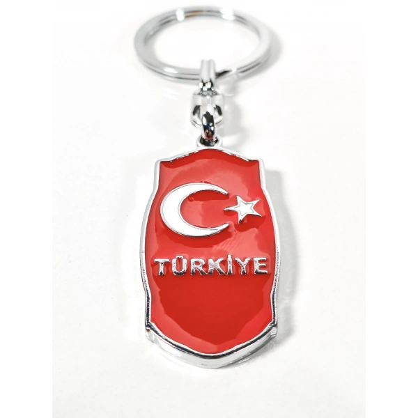 Kırmızı Ay Yıldız ve “Türkiye” Yazılı Metal Anahtarlık – Milli Sembollerin Şık Yorumu