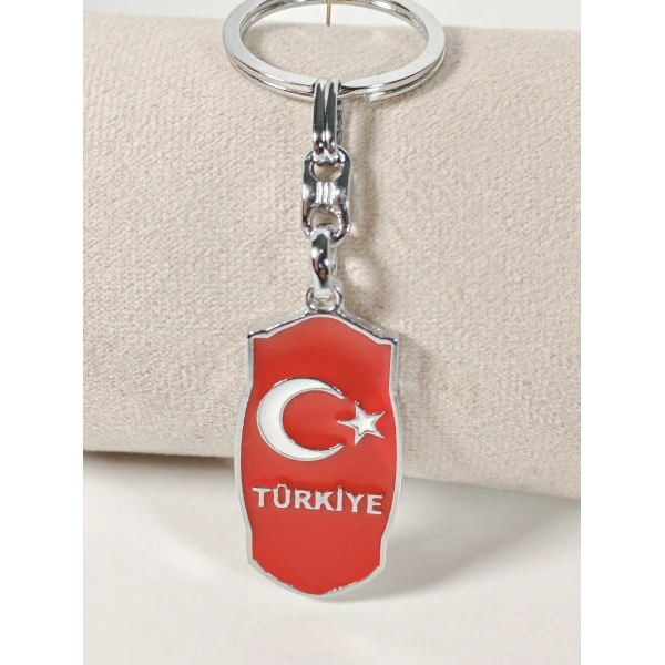 Kırmızı Ay Yıldız ve “Türkiye” Yazılı Metal Anahtarlık – Milli Sembollerin Şık Yorumu