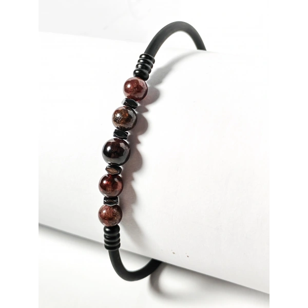 Garnet (Lal) Taşlı Yaylı Bileklik – Güç, Denge ve Yaşam Enerjisi