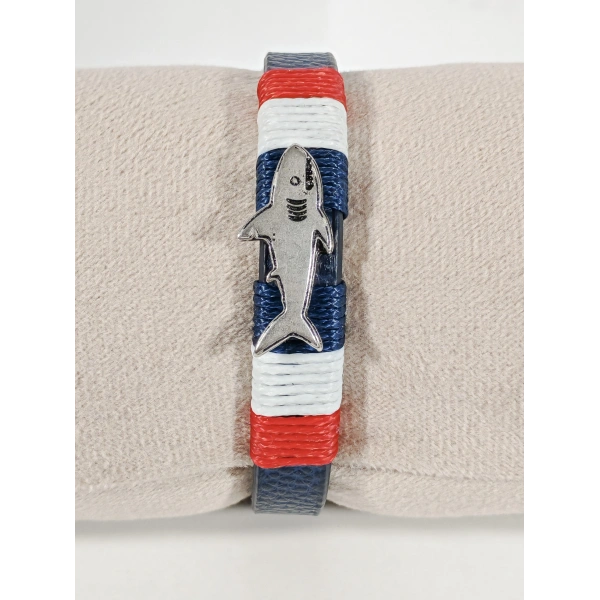 Deniz Temalı Köpekbalığı Figürlü Deri Bileklik – Güç, Cesaret ve Özgür Ruh