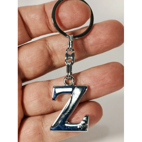 Z Harfi Gümüş Renk Metal Anahtarlık – Minimal ve Şık Harf Tasarımı