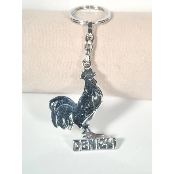 Denizli Horozu Figürlü Metal Anahtarlık – Şehir Temalı Hatıra Anahtarlık
