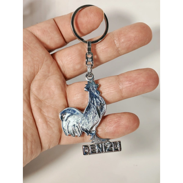 Denizli Horozu Figürlü Metal Anahtarlık – Şehir Temalı Hatıra Anahtarlık