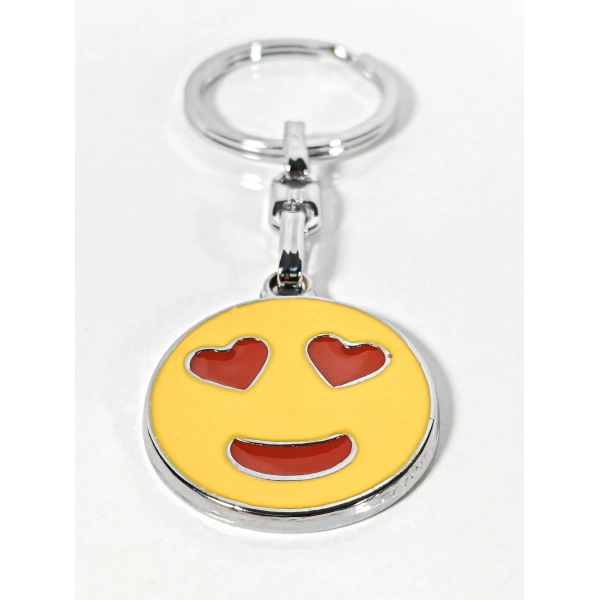Kalp Gözlü Emoji Metal Anahtarlık – Sevgi Temalı Emoji Anahtarlık