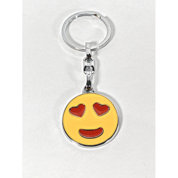 Kalp Gözlü Emoji Metal Anahtarlık – Sevgi Temalı Emoji Anahtarlık