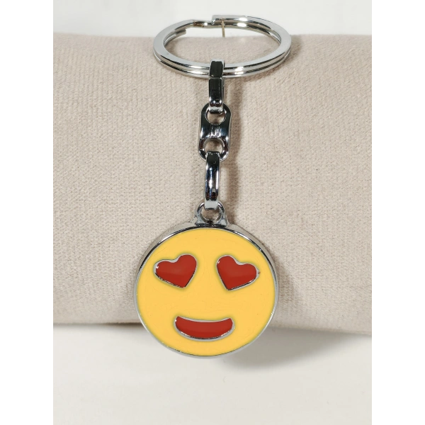 Kalp Gözlü Emoji Metal Anahtarlık – Sevgi Temalı Emoji Anahtarlık