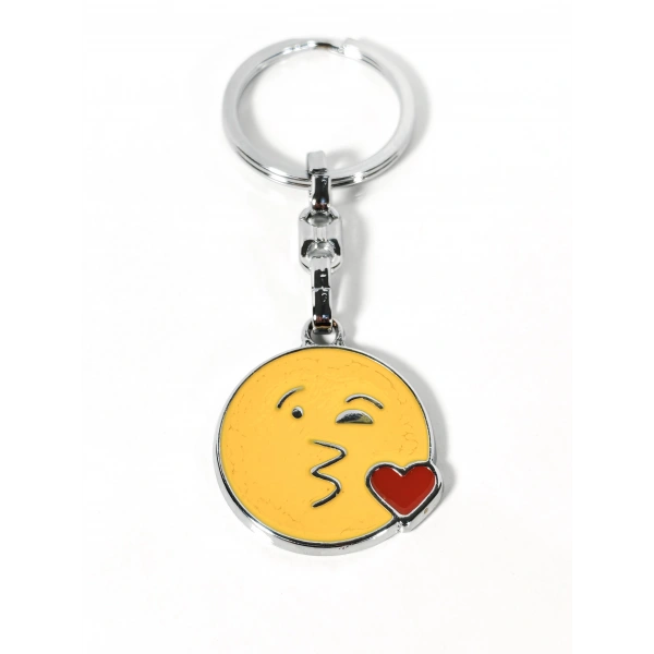Öpücük Gönderen Emoji Metal Anahtarlık – Kalpli Emoji Tasarımlı Anahtarlık