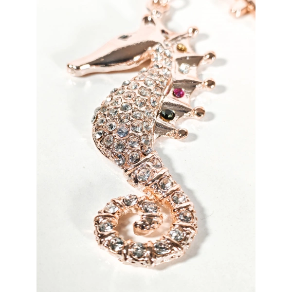 Taşlı Denizatı Anahtarlık Rose Gold – Işıltılı Şık Çanta & Anahtar Aksesuarı