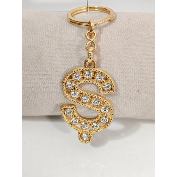 Taşlı Ş Harfi Anahtarlık Gold Renk – Işıltılı ve Kişiselleştirilmiş Şık Çanta & Anahtar Aksesuarı