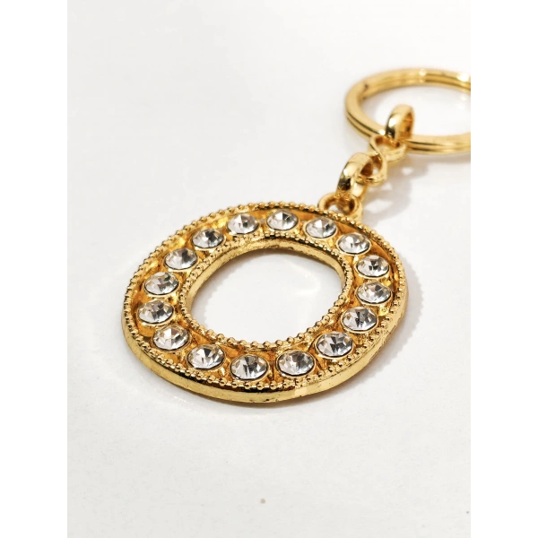 Taşlı O Harfi Anahtarlık Gold Renk – Işıltılı ve Kişiselleştirilmiş Şık Çanta & Anahtar Aksesuarı