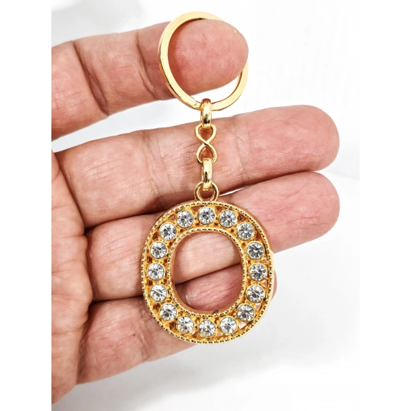 Taşlı O Harfi Anahtarlık Gold Renk – Işıltılı ve Kişiselleştirilmiş Şık Çanta & Anahtar Aksesuarı