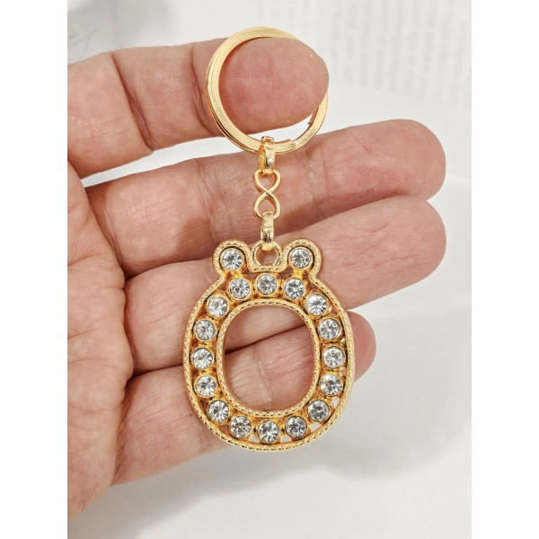 Taşlı Ö Harfi Anahtarlık Gold Renk – Işıltılı ve Şık Çanta & Anahtar Aksesuarı