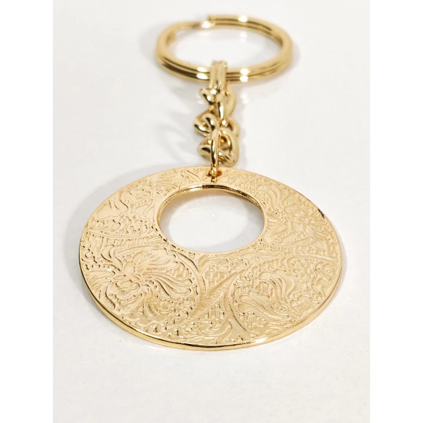 Vintage Desenli Halka Anahtarlık Gold Renk – Etnik ve Zarif Şık Çanta & Anahtar Aksesuarı