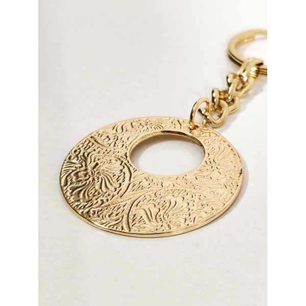 Vintage Desenli Halka Anahtarlık Gold Renk – Etnik ve Zarif Şık Çanta & Anahtar Aksesuarı