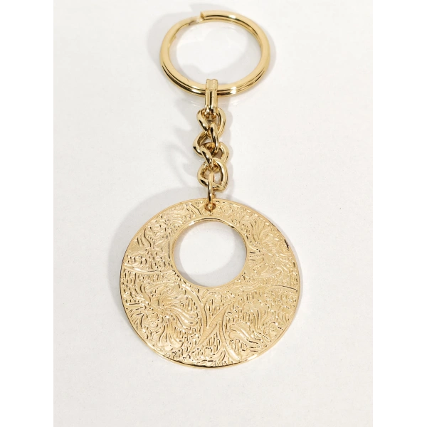 Vintage Desenli Halka Anahtarlık Gold Renk – Etnik ve Zarif Şık Çanta & Anahtar Aksesuarı