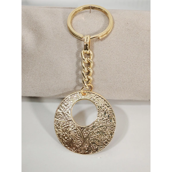 Vintage Desenli Halka Anahtarlık Gold Renk – Etnik ve Zarif Şık Çanta & Anahtar Aksesuarı