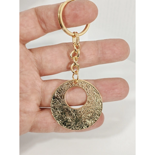 Vintage Desenli Halka Anahtarlık Gold Renk – Etnik ve Zarif Şık Çanta & Anahtar Aksesuarı