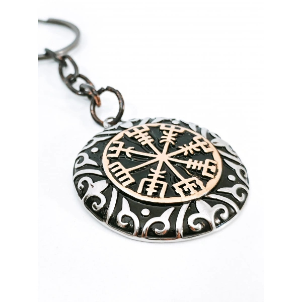 Vegvisir Viking Pusulası Temalı Metal Anahtarlık - İskandinav Mitolojisi Özel Tasarım