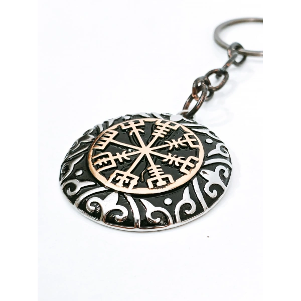 Vegvisir Viking Pusulası Temalı Metal Anahtarlık - İskandinav Mitolojisi Özel Tasarım