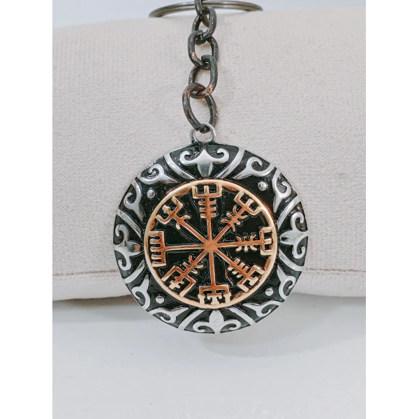 Vegvisir Viking Pusulası Temalı Metal Anahtarlık - İskandinav Mitolojisi Özel Tasarım