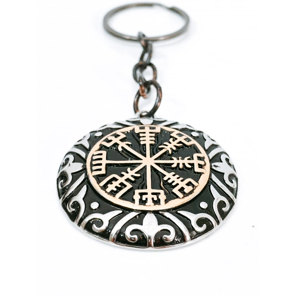 Vegvisir Viking Pusulası Temalı Metal Anahtarlık - İskandinav Mitolojisi Özel Tasarım