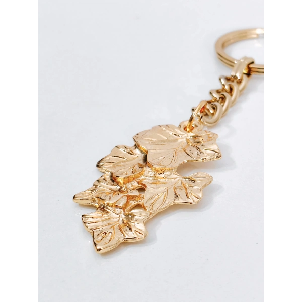 Gold Metal Yaprak Tasarımlı Şık Anahtarlık & Çanta Aksesuarı