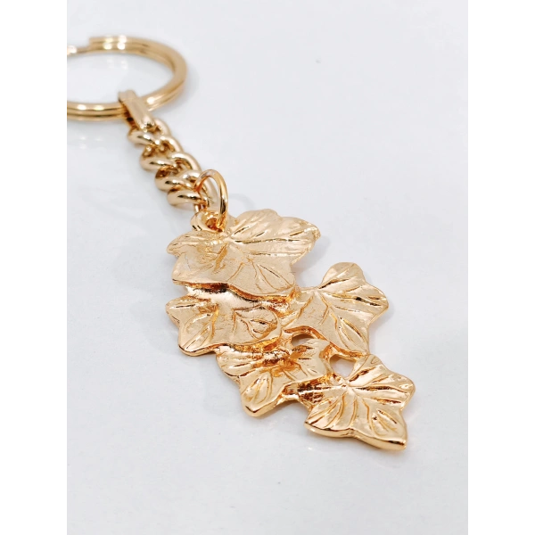 Gold Metal Yaprak Tasarımlı Şık Anahtarlık & Çanta Aksesuarı