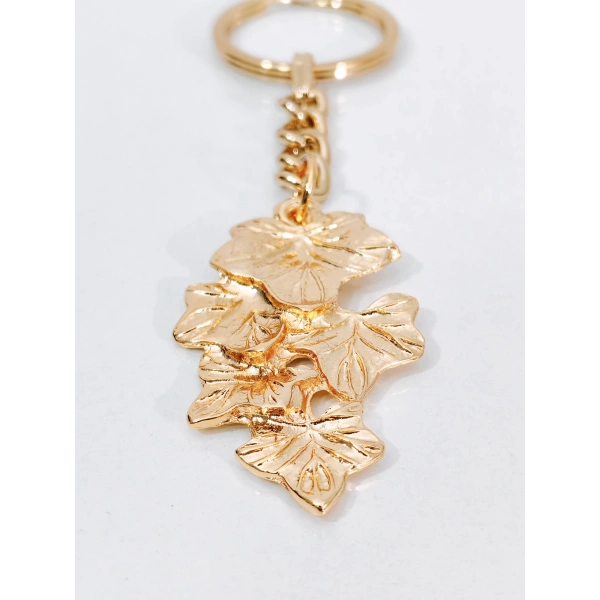 Gold Metal Yaprak Tasarımlı Şık Anahtarlık & Çanta Aksesuarı
