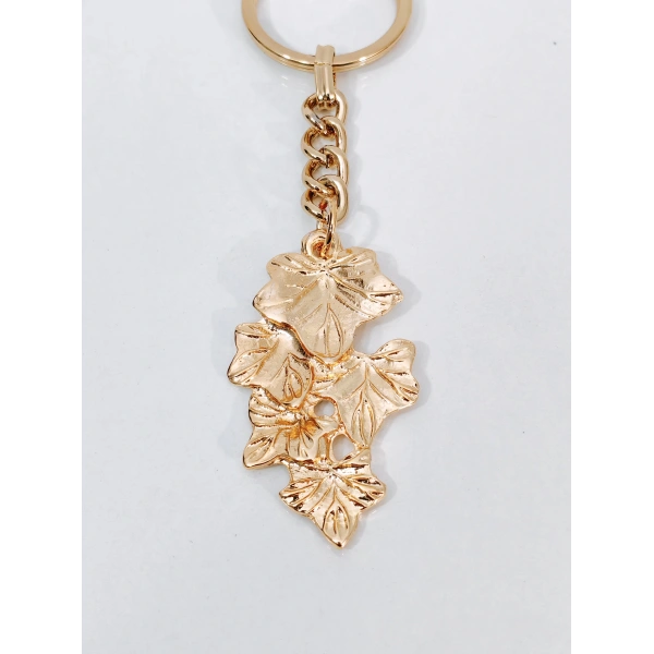 Gold Metal Yaprak Tasarımlı Şık Anahtarlık & Çanta Aksesuarı