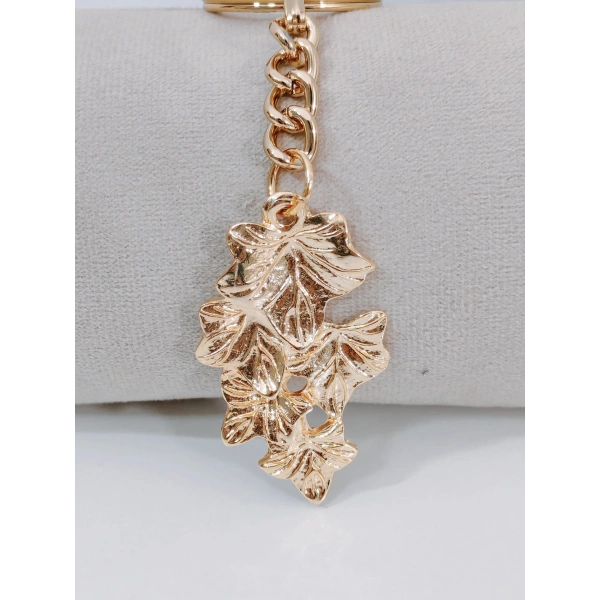 Gold Metal Yaprak Tasarımlı Şık Anahtarlık & Çanta Aksesuarı