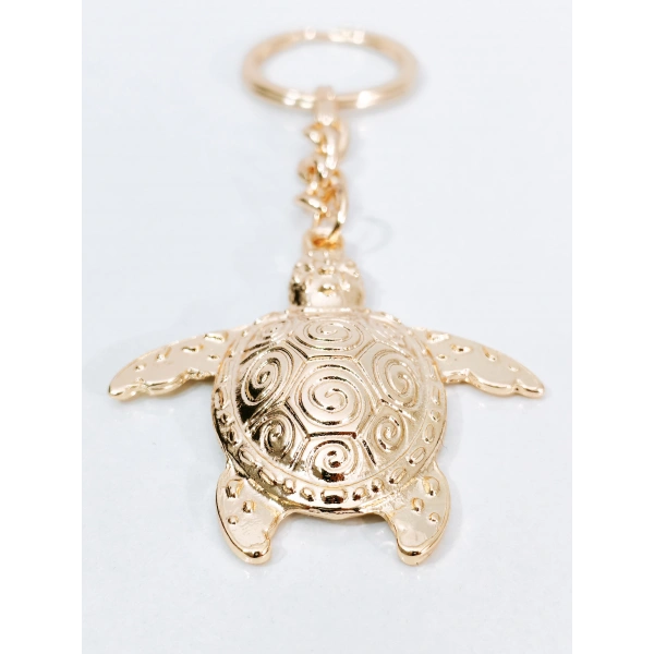 Gold Metal Deniz Kaplumbağası (Caretta Caretta) Tasarımlı Şık Anahtarlık