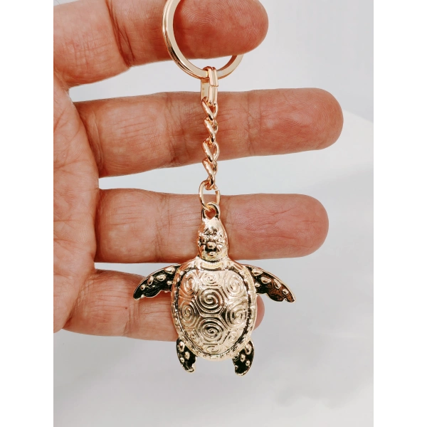 Gold Metal Deniz Kaplumbağası (Caretta Caretta) Tasarımlı Şık Anahtarlık