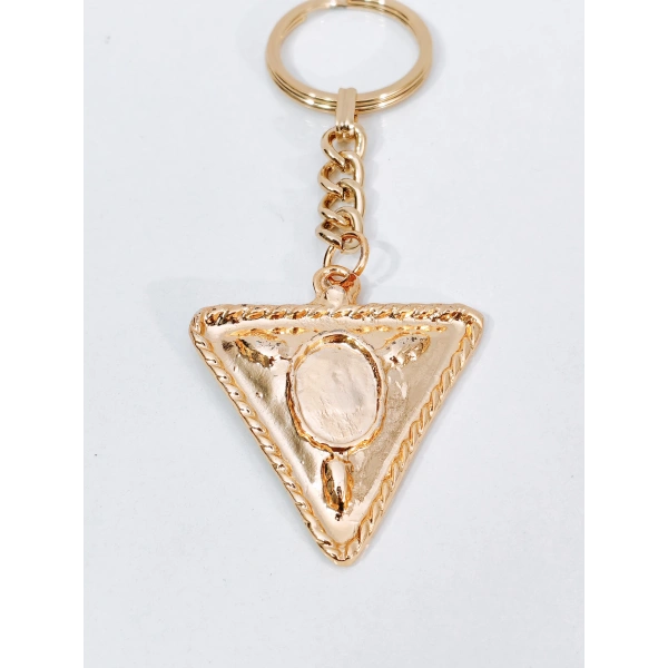 Vintage Tasarım Geometrik Üçgen Gold Metal Anahtarlık & Çanta Aksesuarı