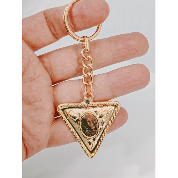 Vintage Tasarım Geometrik Üçgen Gold Metal Anahtarlık & Çanta Aksesuarı