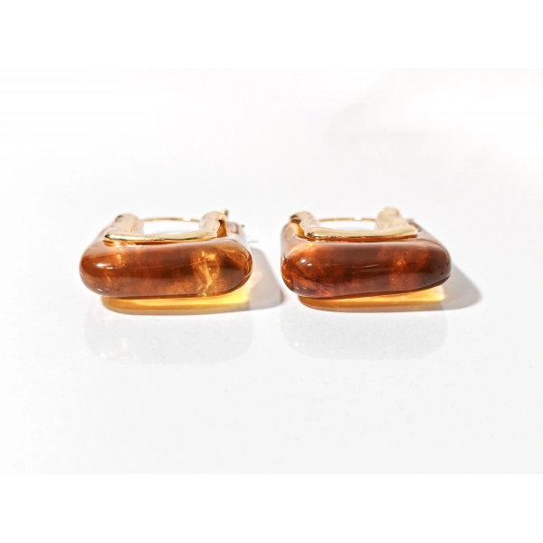 Kadın Gold Renk Dikdörtgen Kehribar Görünümlü Küpe - Modern Geometrik Bohem Küpe - Şık Günlük Aksesuar