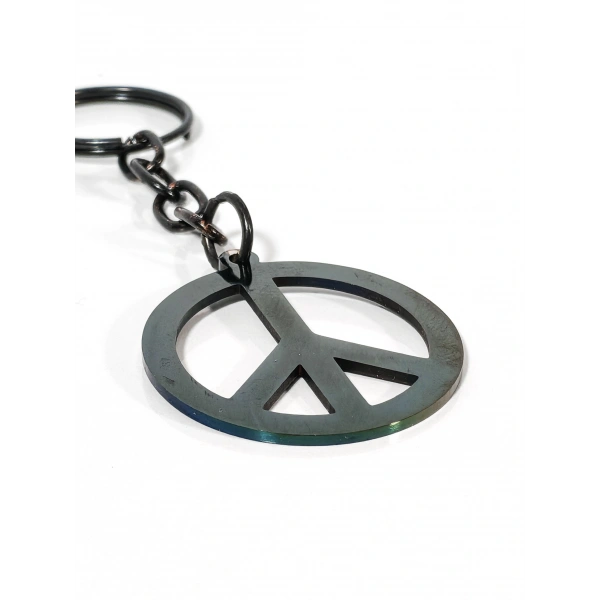 Barış Sembolü Figürlü Metal Anahtarlık - Minimalist ve Anlamlı Hediyelik Aksesuar