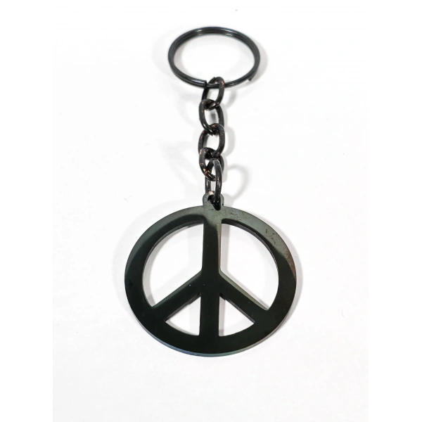 Barış Sembolü Figürlü Metal Anahtarlık - Minimalist ve Anlamlı Hediyelik Aksesuar